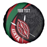 Kenya Mashujaa Day Personalized Spare Tire Cover Lion Warrior with Masai Shield - Wonder Print Shop