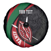 Kenya Mashujaa Day Personalized Spare Tire Cover Lion Warrior with Masai Shield - Wonder Print Shop