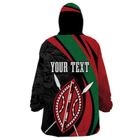 Kenya Mashujaa Day Personalized Wearable Blanket Hoodie Lion Warrior with Masai Shield - Wonder Print Shop