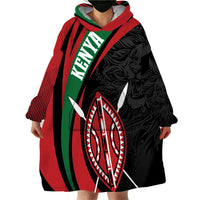 Kenya Mashujaa Day Personalized Wearable Blanket Hoodie Lion Warrior with Masai Shield - Wonder Print Shop