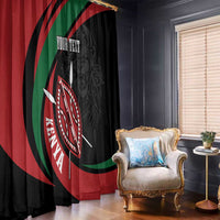 Kenya Mashujaa Day Personalized Window Curtain Lion Warrior with Masai Shield - Wonder Print Shop
