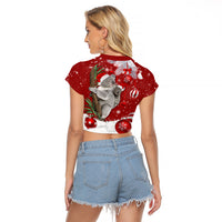 Australia Christmas Raglan Cropped T Shirt Santa Koala Ver02 - Wonder Print Shop