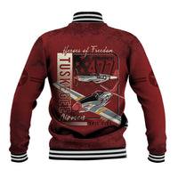 Tuskegee Airmen Spit Fire 477th Baseball Jacket Crimson Grunge - Wonder Print Shop