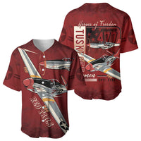 Tuskegee Airmen Spit Fire 477th Baseball Jersey Crimson Grunge - Wonder Print Shop