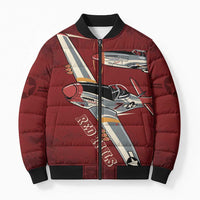 Tuskegee Airmen Spit Fire 477th Bomber Puffer Jacket Crimson Grunge - Wonder Print Shop