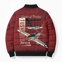 Tuskegee Airmen Spit Fire 477th Bomber Puffer Jacket Crimson Grunge - Wonder Print Shop