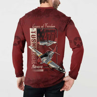 Tuskegee Airmen Spit Fire 477th Button Sweatshirt Crimson Grunge - Wonder Print Shop