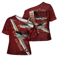 Tuskegee Airmen Spit Fire 477th Cross Shoulder Shirt Crimson Grunge - Wonder Print Shop