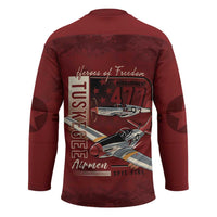 Tuskegee Airmen Spit Fire 477th Hockey Jersey Crimson Grunge - Wonder Print Shop