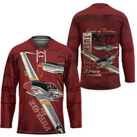 Tuskegee Airmen Spit Fire 477th Hockey Jersey Crimson Grunge - Wonder Print Shop