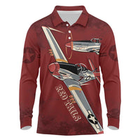 Tuskegee Airmen Spit Fire 477th Long Sleeve Polo Shirt Crimson Grunge - Wonder Print Shop