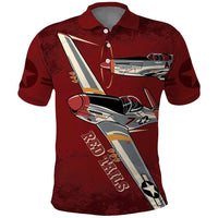 Tuskegee Airmen Spit Fire 477th Polo Shirt Crimson Grunge - Wonder Print Shop