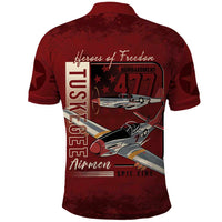 Tuskegee Airmen Spit Fire 477th Polo Shirt Crimson Grunge - Wonder Print Shop