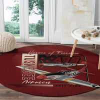 Tuskegee Airmen Spit Fire 477th Round Carpet Crimson Grunge - Wonder Print Shop