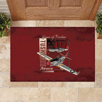 Tuskegee Airmen Spit Fire 477th Rubber Doormat Crimson Grunge - Wonder Print Shop