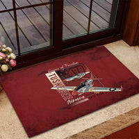 Tuskegee Airmen Spit Fire 477th Rubber Doormat Crimson Grunge - Wonder Print Shop