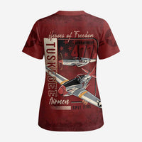 Tuskegee Airmen Spit Fire 477th Scrub Top Crimson Grunge - Wonder Print Shop