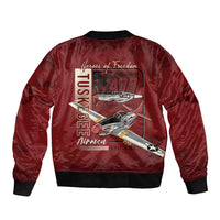 Tuskegee Airmen Spit Fire 477th Sleeve Zip Bomber Jacket Crimson Grunge - Wonder Print Shop