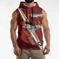 Tuskegee Airmen Spit Fire 477th Sleeveless Hoodie Crimson Grunge - Wonder Print Shop