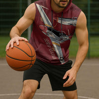 Tuskegee Airmen Spit Fire 477th Sleeveless Hoodie Crimson Grunge - Wonder Print Shop