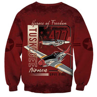 Tuskegee Airmen Spit Fire 477th Sweatshirt Crimson Grunge - Wonder Print Shop