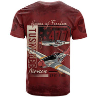 Tuskegee Airmen Spit Fire 477th T Shirt Crimson Grunge - Wonder Print Shop