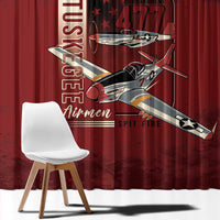 Tuskegee Airmen Spit Fire 477th Window Curtain Crimson Grunge - Wonder Print Shop