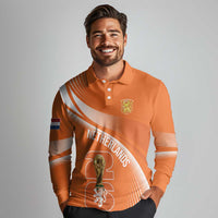 Netherlands Custom Orange Lions WC2026 Long Sleeve Polo Shirt - Wonder Print Shop