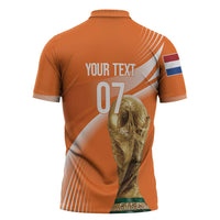 Netherlands Custom Orange Lions WC2026 Zipper Polo Shirt - Wonder Print Shop