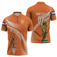 Netherlands Custom Orange Lions WC2026 Zipper Polo Shirt - Wonder Print Shop