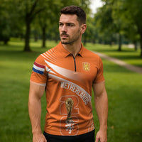 Netherlands Custom Orange Lions WC2026 Zipper Polo Shirt - Wonder Print Shop