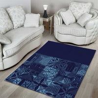 Yoruba Adire Eleko Patterns Area Rug Indigo Vintage