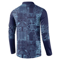 Yoruba Adire Eleko Patterns Button Sweatshirt Indigo Vintage