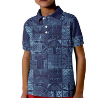 Yoruba Adire Eleko Patterns Kid Polo Shirt Indigo Vintage