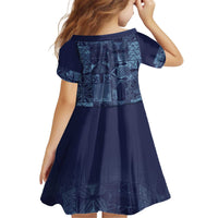 Yoruba Adire Eleko Patterns Kid Short Sleeve Dress Indigo Vintage