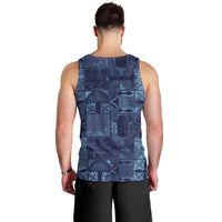 Yoruba Adire Eleko Patterns Men Tank Top Indigo Vintage