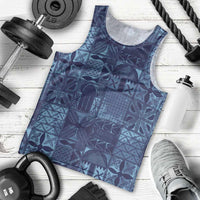 Yoruba Adire Eleko Patterns Men Tank Top Indigo Vintage