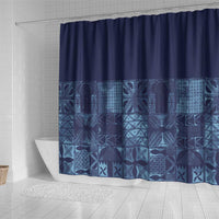 Yoruba Adire Eleko Patterns Shower Curtain Indigo Vintage