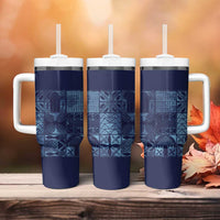 Yoruba Adire Eleko Patterns Tumbler With Handle Indigo Vintage