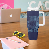 Yoruba Adire Eleko Patterns Tumbler With Handle Indigo Vintage