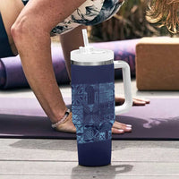 Yoruba Adire Eleko Patterns Tumbler With Handle Indigo Vintage