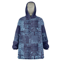 Yoruba Adire Eleko Patterns Wearable Blanket Hoodie Indigo Vintage