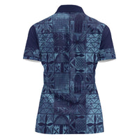 Yoruba Adire Eleko Patterns Women Polo Shirt Indigo Vintage