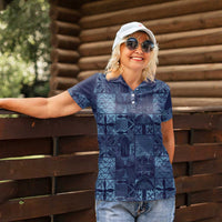 Yoruba Adire Eleko Patterns Women Polo Shirt Indigo Vintage