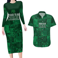 Nigeria Yoruba Adire Patterns Couples Matching Long Sleeve Bodycon Dress and Hawaiian Shirt Proud To Be Naija