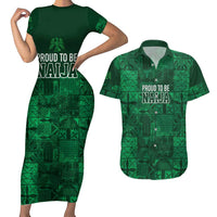 Nigeria Yoruba Adire Patterns Couples Matching Short Sleeve Bodycon Dress and Hawaiian Shirt Proud To Be Naija