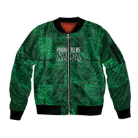 Nigeria Yoruba Adire Patterns Sleeve Zip Bomber Jacket Proud To Be Naija
