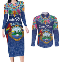 Pura Vida Costa Rica Personalized Couples Matching Long Sleeve Bodycon Dress and Long Sleeve Button Shirt Oxcart Ornate Inspired - Wonder Print Shop