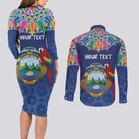 Pura Vida Costa Rica Personalized Couples Matching Long Sleeve Bodycon Dress and Long Sleeve Button Shirt Oxcart Ornate Inspired - Wonder Print Shop