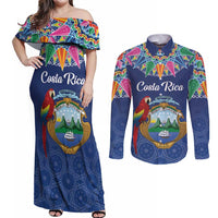 Pura Vida Costa Rica Personalized Couples Matching Off Shoulder Maxi Dress and Long Sleeve Button Shirt Oxcart Ornate Inspired - Wonder Print Shop